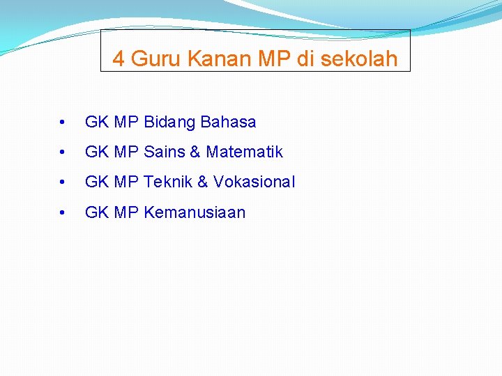 4 Guru Kanan MP di sekolah • GK MP Bidang Bahasa • GK MP