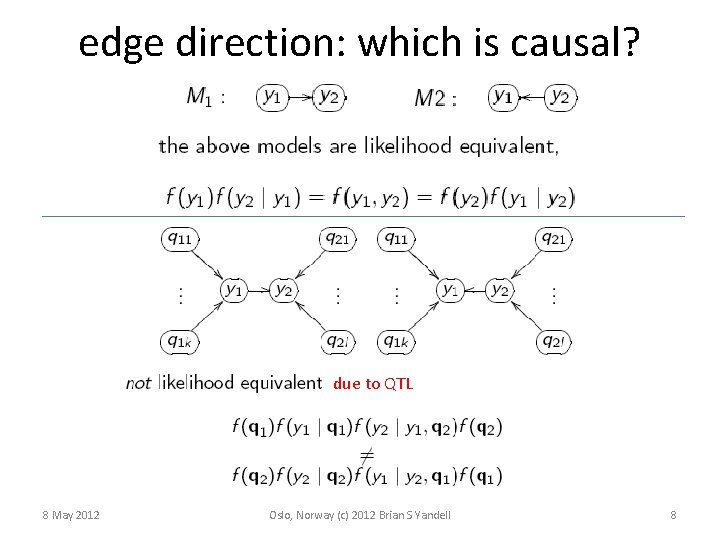 edge direction: which is causal? due to QTL 8 May 2012 Oslo, Norway (c)