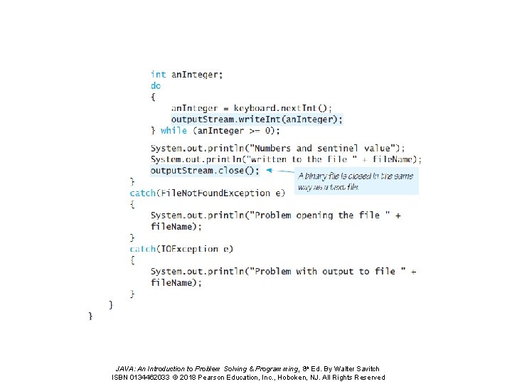 JAVA: An Introduction to Problem Solving & Programming, 8 th Ed. By Walter Savitch