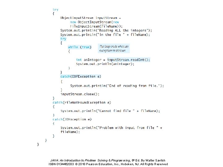 JAVA: An Introduction to Problem Solving & Programming, 8 th Ed. By Walter Savitch