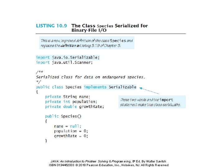 JAVA: An Introduction to Problem Solving & Programming, 8 th Ed. By Walter Savitch