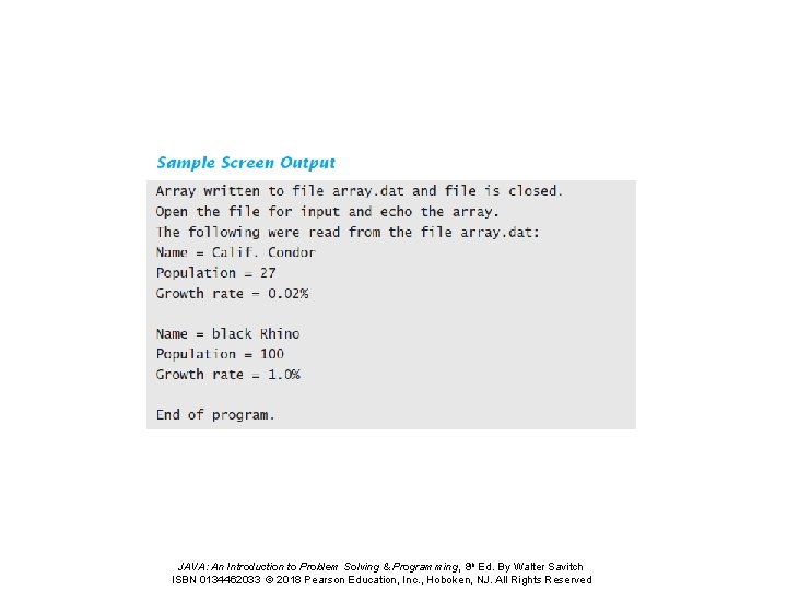 JAVA: An Introduction to Problem Solving & Programming, 8 th Ed. By Walter Savitch