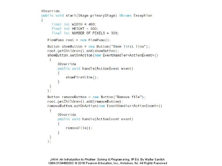 JAVA: An Introduction to Problem Solving & Programming, 8 th Ed. By Walter Savitch JAVA: An Introduction to Problem Solving & Programming, 8 th Ed. By Walter Savitch