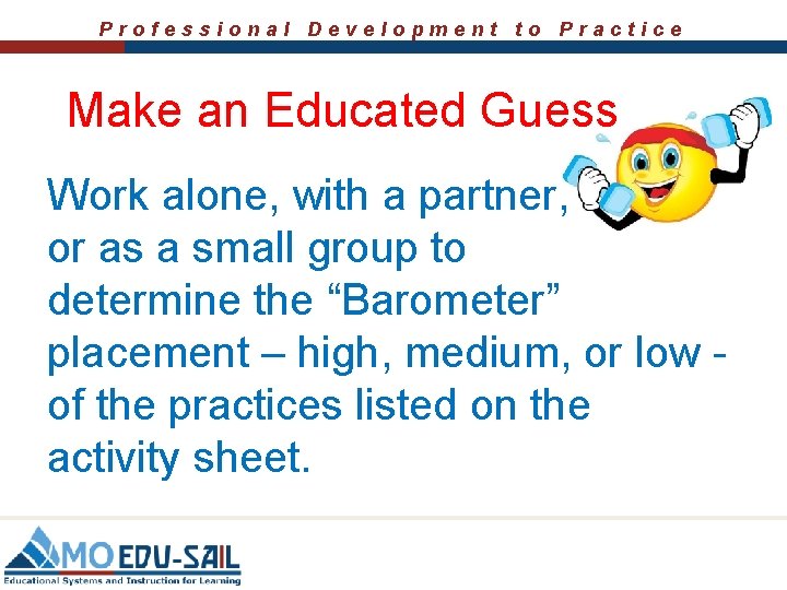 Professional Development to Practice Make an Educated Guess Work alone, with a partner, or
