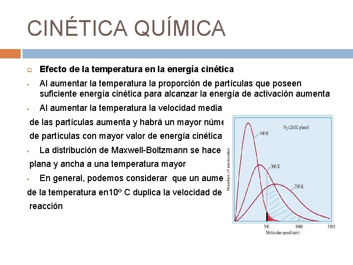 CINÉTICA QUÍMICA q § § Efecto de la temperatura en la energía cinética Al