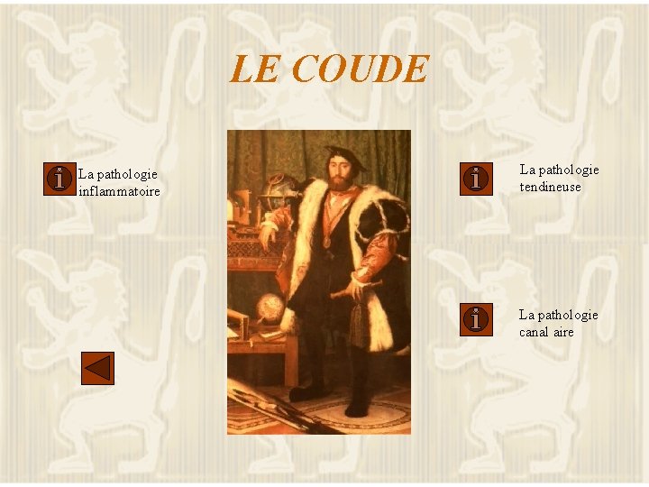 LE COUDE La pathologie inflammatoire La pathologie tendineuse La pathologie canal aire 