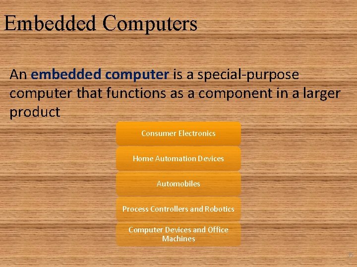 Embedded Computers An embedded computer is a special-purpose computer that functions as a component