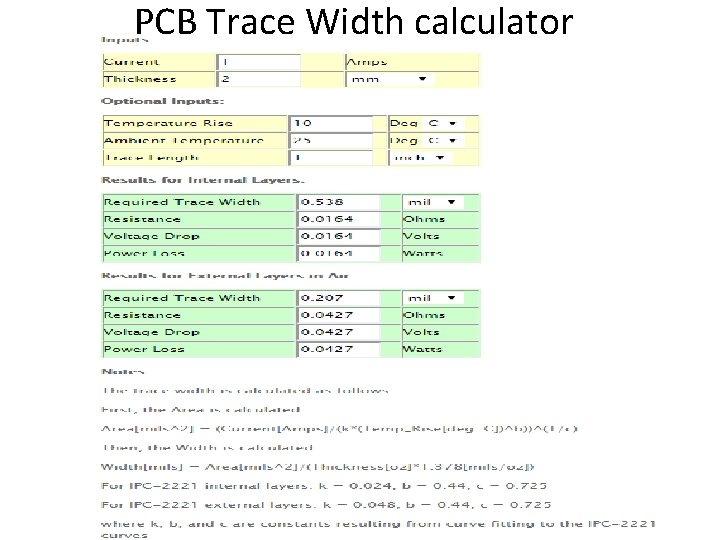 PCB Trace Width calculator 