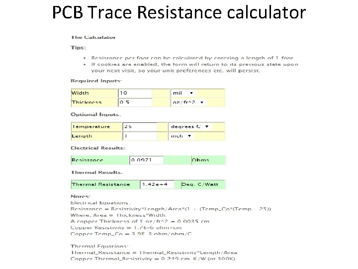 PCB Trace Resistance calculator 