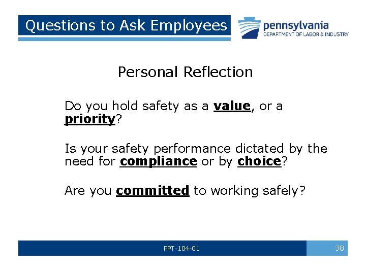  Questions to Ask Employees Personal Reflection Do you hold safety as a value,