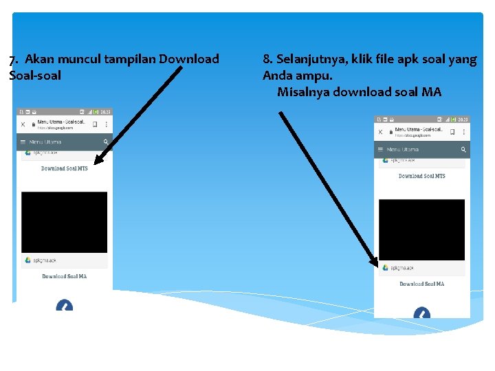 7. Akan muncul tampilan Download Soal-soal 8. Selanjutnya, klik file apk soal yang Anda