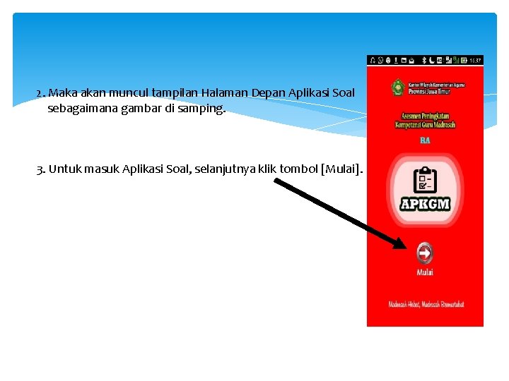 2. Maka akan muncul tampilan Halaman Depan Aplikasi Soal sebagaimana gambar di samping. 3.