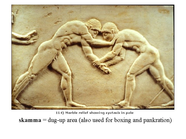 skamma = dug-up area (also used for boxing and pankration) 