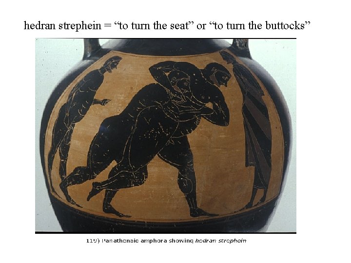 hedran strephein = “to turn the seat” or “to turn the buttocks” 