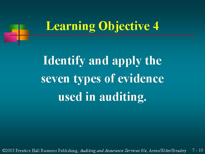Learning Objective 4 Identify and apply the seven types of evidence used in auditing.