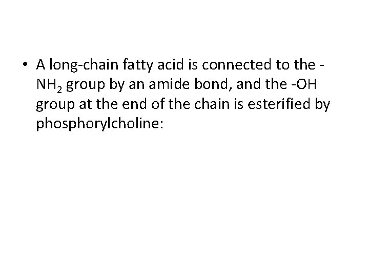  • A long chain fatty acid is connected to the NH 2 group