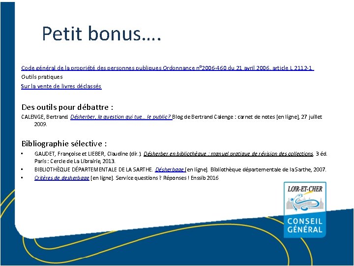Petit bonus…. Code général de la propriété des personnes publiques Ordonnance n° 2006 -460