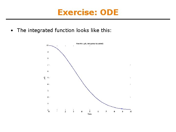 Exercise: ODE • The integrated function looks like this: 