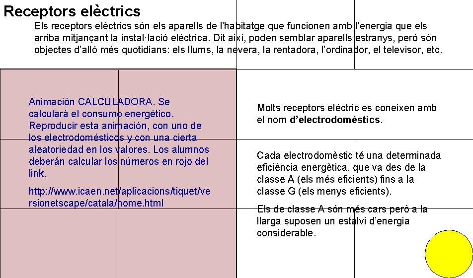 Receptors elèctrics Els receptors elèctrics són els aparells de l’habitatge que funcionen amb l’energia