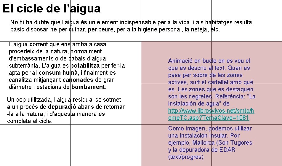 El cicle de l’aigua No hi ha dubte que l’aigua és un element indispensable