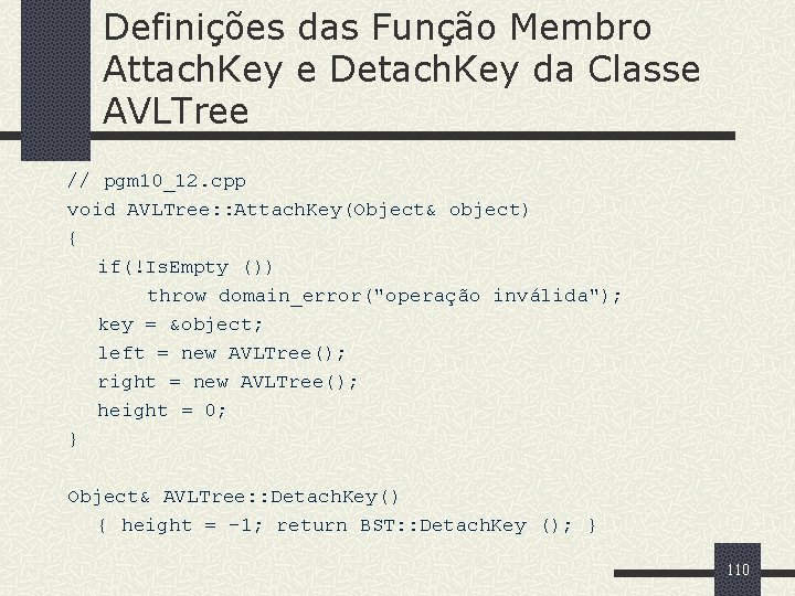 Definições das Função Membro Attach. Key e Detach. Key da Classe AVLTree // pgm