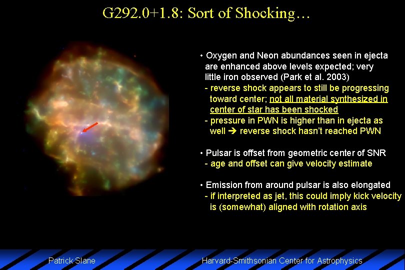 G 292. 0+1. 8: Sort of Shocking… • Oxygen and Neon abundances seen in