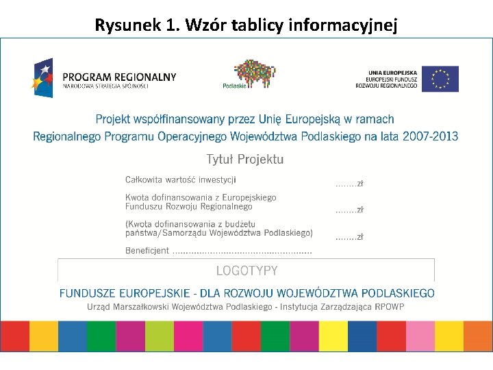 Rysunek 1. Wzór tablicy informacyjnej Urząd Marszałkowski Województwa Podlaskiego - Instytucja Zarządzająca RPOWP 