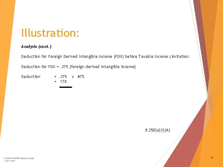 Illustration: Analysis (cont. ) Deduction for Foreign Derived Intangible Income (FDII) before Taxable Income