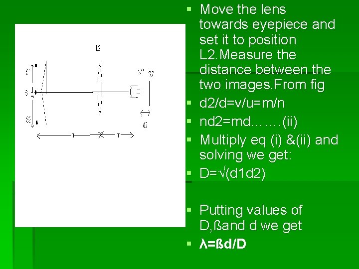 § Move the lens towards eyepiece and set it to position L 2. Measure