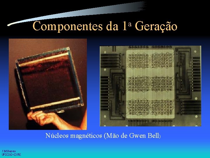 Componentes da 1 a Geração Núcleos magnéticos (Mão de Gwen Bell) J. M. Barreto