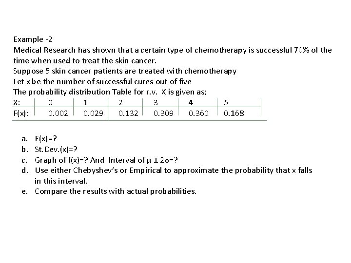 Example -2 Medical Research has shown that a certain type of chemotherapy is successful