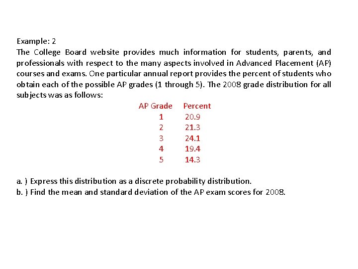 Example: 2 The College Board website provides much information for students, parents, and professionals