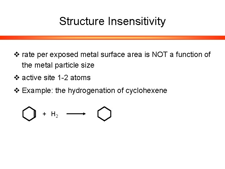 Structure Insensitivity v rate per exposed metal surface area is NOT a function of