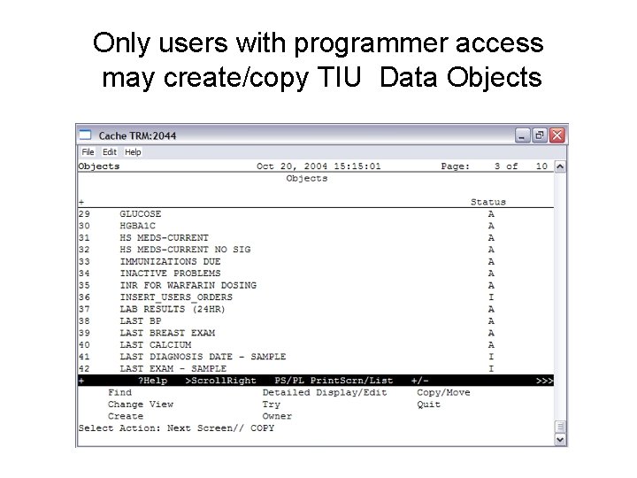 Only users with programmer access may create/copy TIU Data Objects 