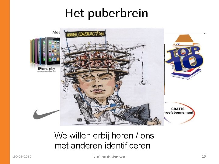 Het puberbrein We willen erbij horen / ons met anderen identificeren 20 -09 -2012