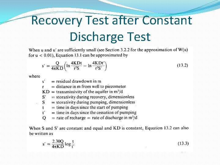 Recovery Test after Constant Discharge Test 