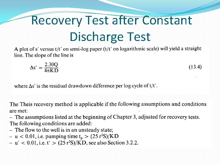 Recovery Test after Constant Discharge Test 