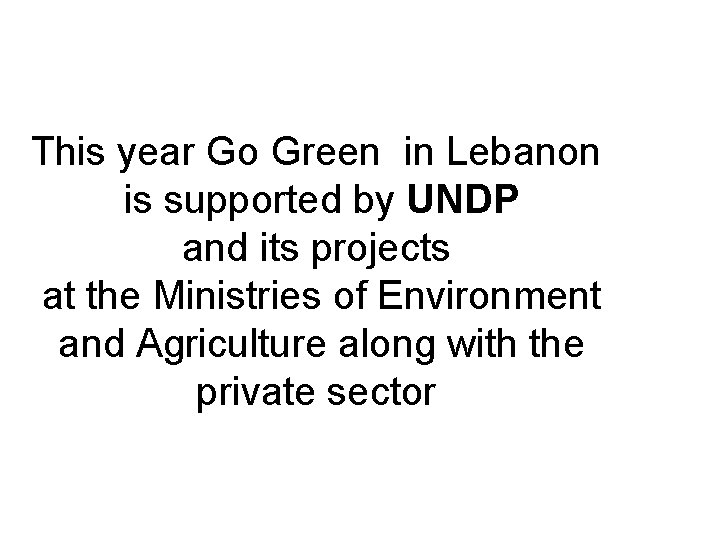 This year Go Green in Lebanon is supported by UNDP and its projects at