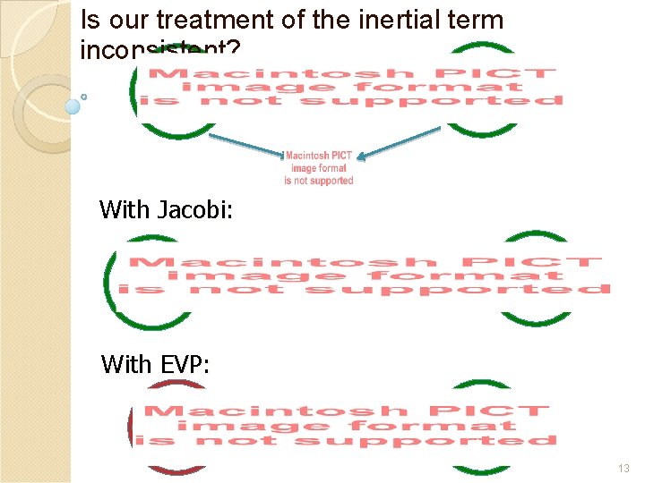 Is our treatment of the inertial term inconsistent? With Jacobi: With EVP: 13 