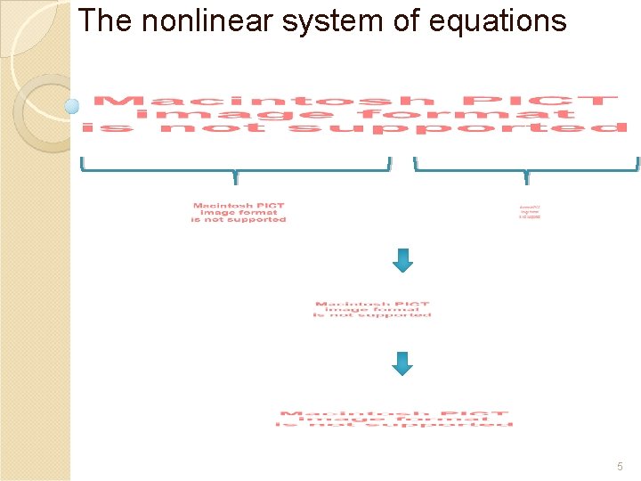 The nonlinear system of equations 5 