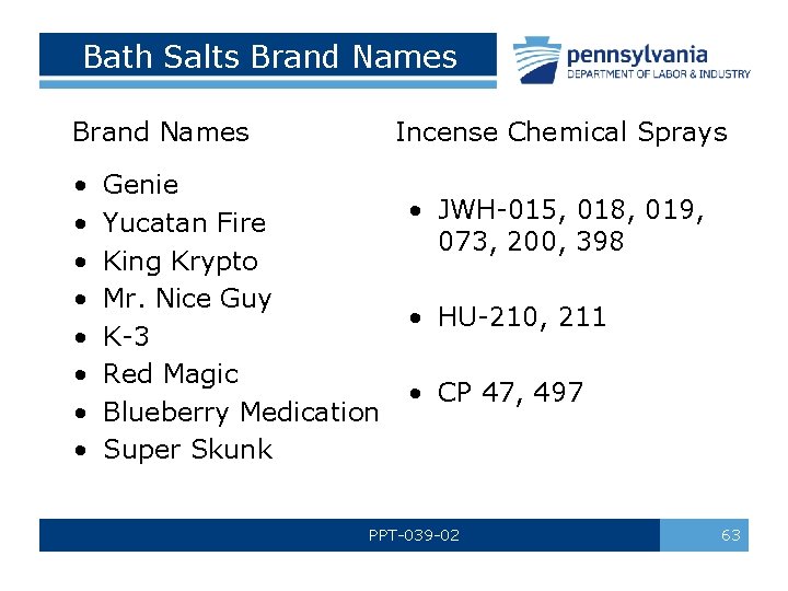 Bath Salts Brand Names Incense Chemical Sprays Brand Names • • Genie Yucatan Fire