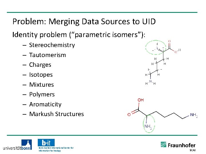 Problem: Merging Data Sources to UID Identity problem (“parametric isomers”): – – – –