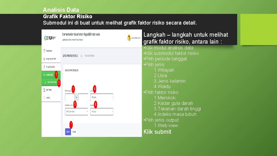 Analisis Data Grafik Faktor Risiko Submodul ini di buat untuk melihat grafik faktor risiko