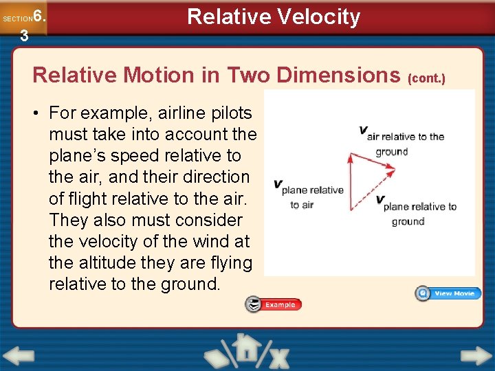 6. SECTION 3 Relative Velocity Relative Motion in Two Dimensions (cont. ) • For