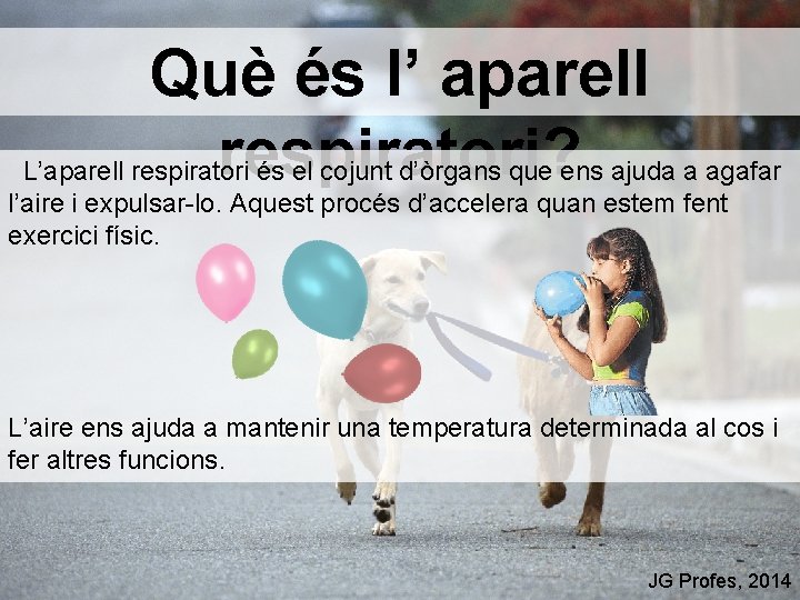 Què és l’ aparell respiratori? L’aparell respiratori és el cojunt d’òrgans que ens ajuda