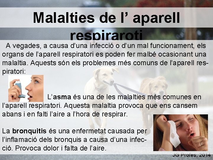 Malalties de l’ aparell respiraroti A vegades, a causa d’una infecció o d’un mal
