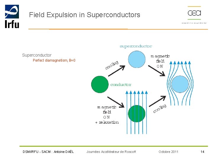 Field Expulsion in Superconductors Superconductor Perfect diamagnetism, B=0 DSM/IRFU - SACM : Antoine DAËL