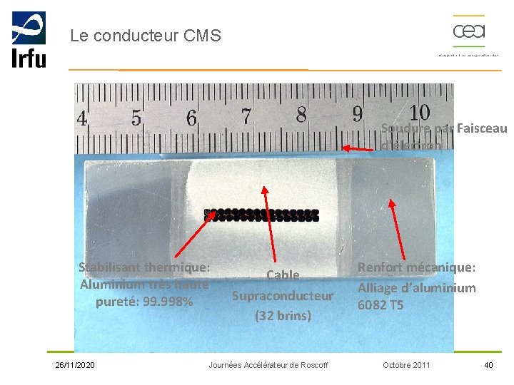 Le conducteur CMS Soudure par Faisceau d’électron Stabilisant thermique: Aluminium très haute pureté: 99.