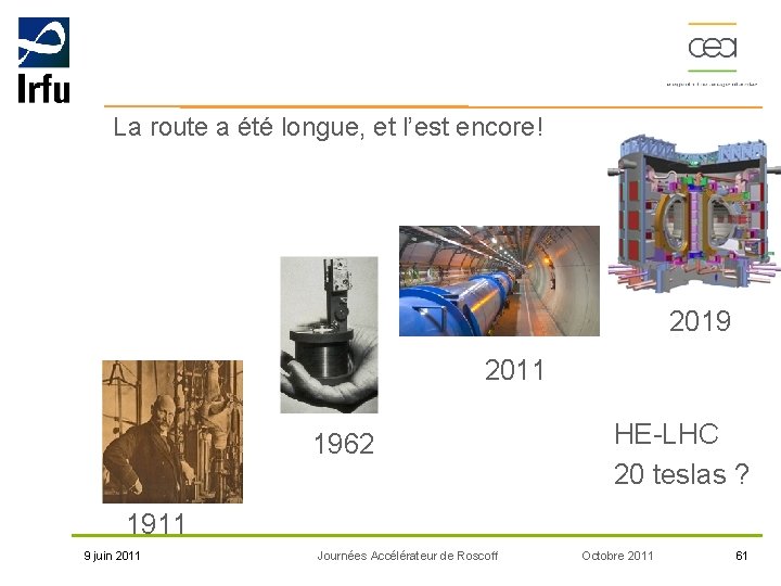 La route a été longue, et l’est encore! 2019 2011 1962 HE-LHC 20 teslas