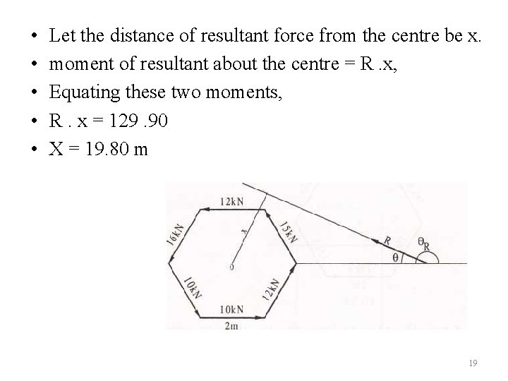  • • • Let the distance of resultant force from the centre be